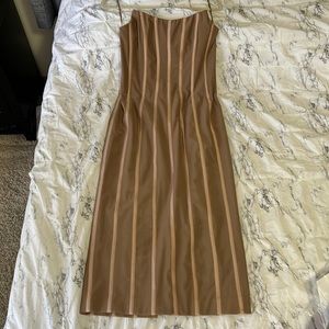 MISHA COLLECTION TAN MIDI DRESS